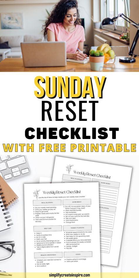 Creating your own Sunday reset routine can help give you a greater sense of control over the week ahead. Reset routine and weekly routine. Free printable checklist. Weekly Todo List Free Printables, Sunday Night Reset Routine, Sunday Night Reset, Weekend Reset Checklist, Sunday Cleaning Routine, Sunday Prep For The Week, Sunday Reset Checklist, July Reset, Weekly Reset Checklist