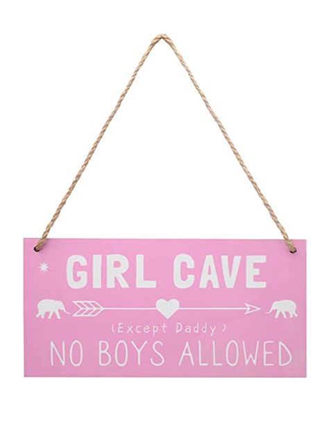 Girl Cave Sign: 1 piece of 12x6" girl cave door sign. Pink background with white text pattern printed on premium wooden board. Lightweight and pretty. Cute Bedroom Decor: The door sign is a great ideal for decorating baby nursery teen girl room, bedroom.A cute stuff for girls decorate princess room. A wonderful gift for baby showers, newborn gifts, and more. Girl Cave Ideas, No Boys Allowed Sign, Girl Kids Bedroom, Wooden Door Sign, Pink Bedroom For Girls, Girl Cave, No Boys Allowed, Text Pattern, Bedroom Door Signs