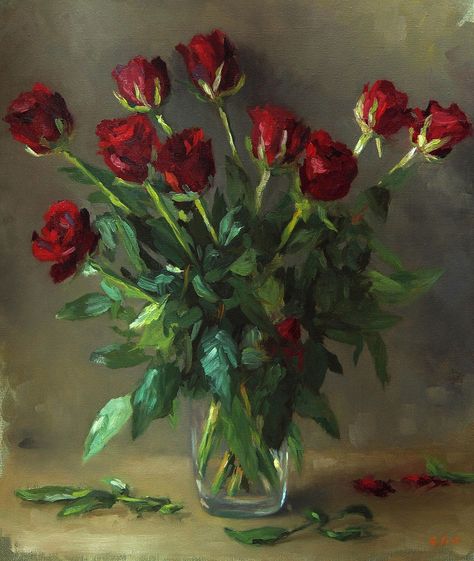 Piskel Art, Still Life Artists, Arte Peculiar, Bel Art, Rennaissance Art, Red Painting, Realism Art, Impressionist Art, Flower Art Painting