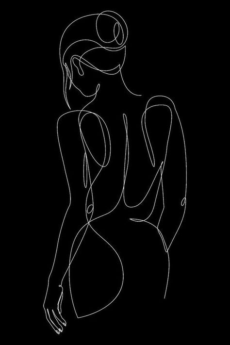 Female Body Art, Silhouette Drawing, Black And White Art Drawing, One Line Art, White Drawing, Line Art Tattoos, Line Art Design, Black And White Lines, Outline Art