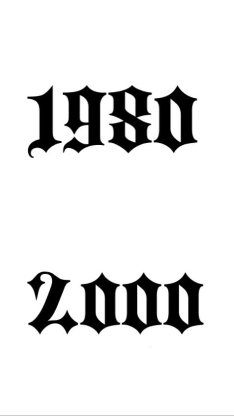 2000 Old English Tattoo, 1984 Tattoo Number Fonts, 2000 Font Tattoo, Tattoo 2000 Number, 808 Tattoo, Numeros Tattoo, 1981 Tattoo, 2000 Tattoo, Owl Tattoo Chest