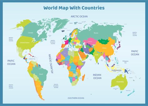 Free Printable World Map With Countries, World Map Printable Free, Map Of The World Printable, World Map Poster Printable, Printable World Map With Countries, Whole World Map, Decorating A Classroom, Free Printable World Map, World Map Picture