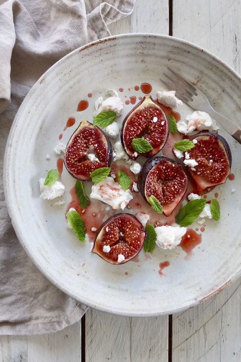 Roast Figs with Goat's Cheese Recipe Roasted Figs, Cheese Log, Goat Cheese Recipes, Great British Chefs, Pomegranate Molasses, Honey Lemon, Great British, Molasses, Cheese Recipes