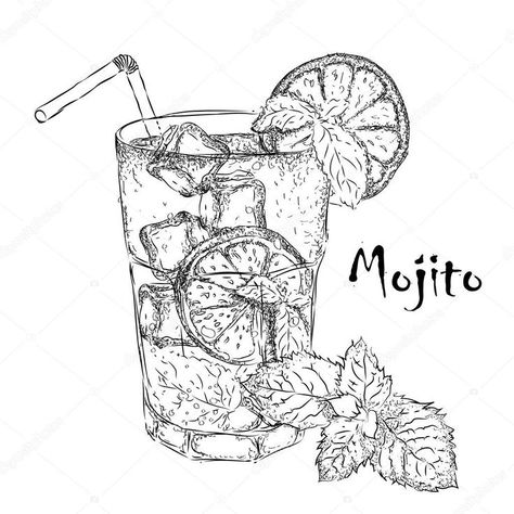 Cocktails Clipart, Cocktail Images, Cocktail Illustration, Diy Cocktails, Mojito Cocktail, Food Sketch, Cocktail Art, Elegant Watercolor, Drinks Design