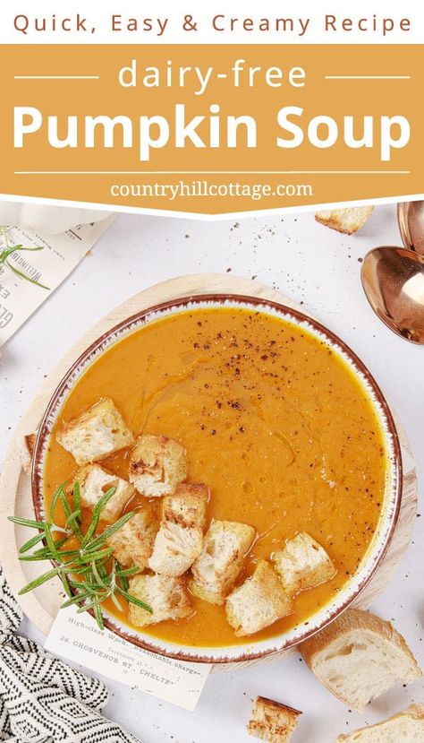 Vegan Pumpkin Soup Recipe, Pumpkin Butternut Squash Soup, Soup Without Cream, Dairy Free Pumpkin Recipes, Butternut Squash Chicken, Best Pumpkin Soup, Pumpkin Soup Recipe Easy, Chicken Coconut Milk, Fresh Pumpkin Recipes