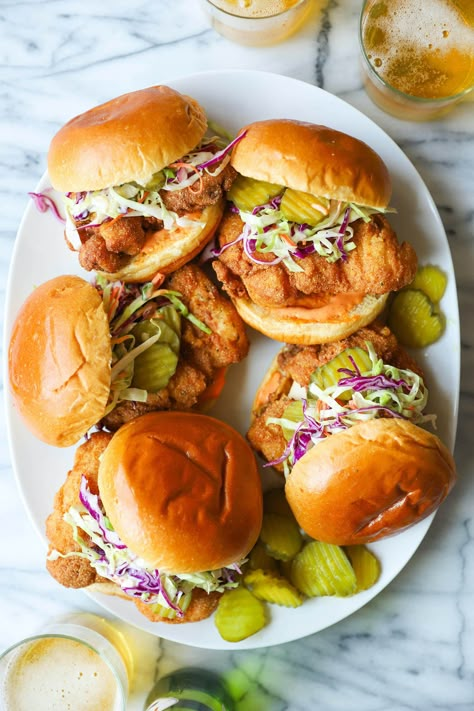 Fried Chicken Thighs, Fried Chicken Sandwiches, Family Snacks, Buttermilk Fried Chicken, Chicken Sandwich Recipes, Chicken Sandwiches, Fried Chicken Sandwich, Burger Sauce, Burgers Sandwiches