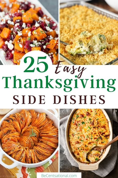 25 Easy Thanksgiving side dishes to compliment your Thanksgiving turkey dinner. Classic holiday recipes that will became a crowd favorite.Something for everyone at your holiday table. Can make all of the recipes ahead of time for a stress-free holiday. Friendsgiving Sides, Sides For Thanksgiving Dinner, New Thanksgiving Recipes, Easy Thanksgiving Side Dishes, Easy Thanksgiving Sides, Thanksgiving Vegetable Sides, Thanksgiving Meal Ideas, Thanksgiving Turkey Dinner, Thanksgiving Spread