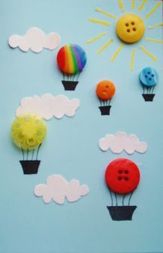 1000+ ideas about Button Crafts on Pinterest | Buttons, Button Art ... Card With Buttons, Hot Air Balloons, Button Cards, Button Art, Birthday Cards Diy, Childrens Crafts, Button Crafts, Air Balloons, Kids Crafts