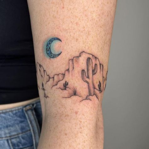 Sedona Mountain Tattoo, Sedona Tattoo Ideas, Desert Tattoo, Mountain Outline, Physical Graffiti, Arizona Mountains, Los Angeles Tattoo, Cactus Tattoo, Arm Band Tattoo