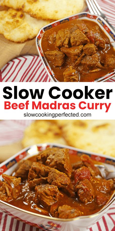 Beef Madras, Slow Cooker Curry Recipes, Slow Cooker Beef Curry, Beef Curry Recipe, Slow Cooker Curry, Slow Cooker Beef Stroganoff, Madras Curry, Chicken Crockpot, Beef Curry