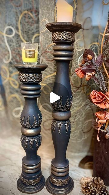 DecoRevive by Hira Toushi on Instagram: "Sharing the amazing journey of how I transformed these raw wood stands into enchanting royal candle stands!   🌟 Did you know that a simple makeover can turn your candle stands from basic to beautiful? Crafted with intricate motifs in shimmering copper and bronze shades, they add a touch of elegance and warmth to any room.   Illuminate your home in style and make every moment magical with these exquisite statement pieces.   These are available on order only DM to order  and follow me @decorby_hiraa.tee  for budget friendly hand made decors for your home   #HomeDecor #CandleStands #RusticChic #interiordesign #rawtoroyal #transformation #transition #trending  #candlestandmakepotsholder #candlelover #candlestandsmakeover #candlestandstyles #diydecorins Candle Holders Decor Ideas, Royal Candles, Wooden Candle Stand, Candle Stands, Wooden Candle, Raw Wood, Candle Stand, Wood Stand, Rustic Chic