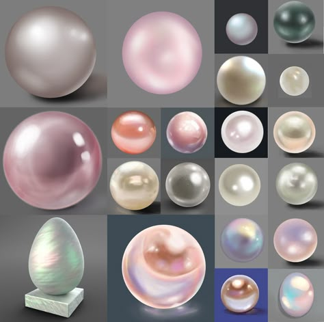 Pearl Drawing, Material Studies, Jewelry Rendering, Concept Art Tutorial, Digital Painting Techniques, Gemstone Art, Jewelry Illustration, Jewelry Design Drawing, Digital Art Beginner