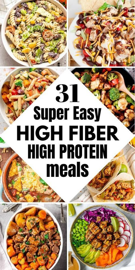 Finding high fiber high protein meals for your family can be tough. Our 30 recipes include simple and healthy dinners, breakfast, and meal prep ideas, perfect for kids and families. Save this pin for easy, low carb, and vegetarian options that are delicious and nutritious. High Protein High Fiber Meals, High Fiber Dinner, High Fiber Meals, High Fiber High Protein, Fiber Meals, High Fiber Recipes, High Fiber Low Carb, High Protein High Fiber, Fiber Recipes