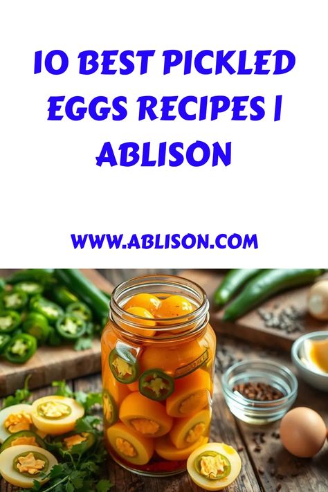 Jar of pickled eggs with sliced jalapeños, surrounded by fresh ingredients and spices. Easy Pickled Eggs, Best Pickled Eggs, Quail Egg Recipes, Pickled Quail Eggs, Preserving Eggs, Basic Brine, Pickled Eggs Recipe, Spicy Eggs, Eggs Recipes