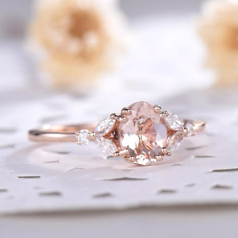 Morganite Engagement Ring Oval, Oval Morganite Ring, Morganite Engagement Ring Rose Gold, Pink Morganite Engagement Ring, Pink Diamond Ring, Marquise Ring, Engagement Ring Rose Gold, Pink Morganite, Morganite Engagement