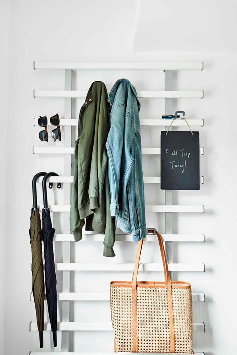 Real Simple FULL Home Tour - The First Showhouse I've Done In YEARS - Emily Henderson Wood Shelfs, Cottage Entry, Long Narrow Living Room, Small Space Storage Solutions, Building Shelves, Blue Drawers, Flat Interior Design, Basement Hallway, Clever Storage Ideas