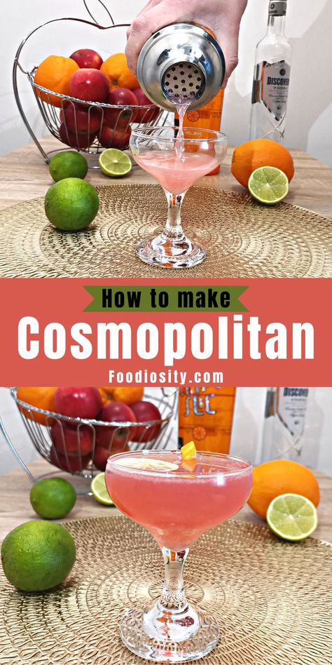 Cosmopolitan Drink Recipe, Cosmopolitan Cocktail Recipes, Drinks With Cranberry Juice, Cosmopolitan Drink, Cosmopolitan Recipe, Girls Night Drinks, Cranberry Juice And Vodka, Cosmopolitan Cocktail, Coctails Recipes