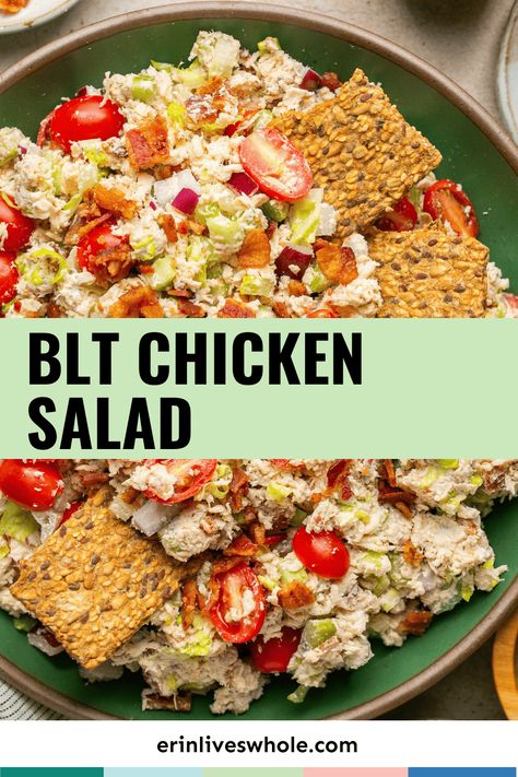 Enjoy the best of two delicious dishes with this BLT chicken salad. The bacon, lettuce, and tomato combined with the classic chicken salad ingredients creates a crunchy, juicy, mouth watering recipe. Perfect for enjoying with crackers or chips, on bread or a wrap, or in a salad! Blt Chicken Salad, Blt Salad Recipe, Blt Chicken, Classic Chicken Salad, Blt Wraps, Chicken Blt, Kitchen Sanctuary, Chicken Salad Ingredients, Delicious Chicken Salad