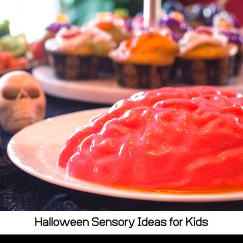 11 Ooey, Gooey, and Gross Halloween Sensory Ideas Jello Brain, Jello Worms, Halloween Stem Activities, Stem Activities Kindergarten, Halloween Activities For Toddlers, Pumpkin Guts, Halloween Activities Preschool, Monster Activities, Halloween Stem