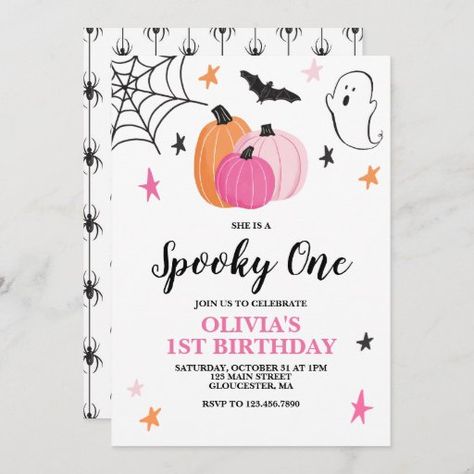 Two Spooky, Halloween First Birthday, Halloween Birthday Party Invitations, Halloween 1st Birthdays, Spooky One, Halloween Birthday Party, Halloween Birthday Invitations, 1st Birthday Party Invitations, Halloween Spooktacular