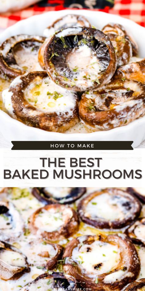 Mushroom Mozzarella Bake, Portabella Mushroom Recipes Baked, Mushroom Side Dish Recipes, Mushroom Side Dishes, Mushroom Recipes Healthy, Mushroom Appetizers, Baked Mushrooms, Mushroom Dish, Party Appetizer