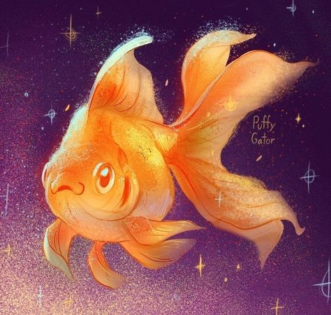 Goldfish Art Illustrations, Goldfish Art, Fish Illustration, Fish Drawings, Cute Kawaii Drawings, Arte Inspo, Environment Concept Art, Cute Animal Drawings, Kawaii Drawings