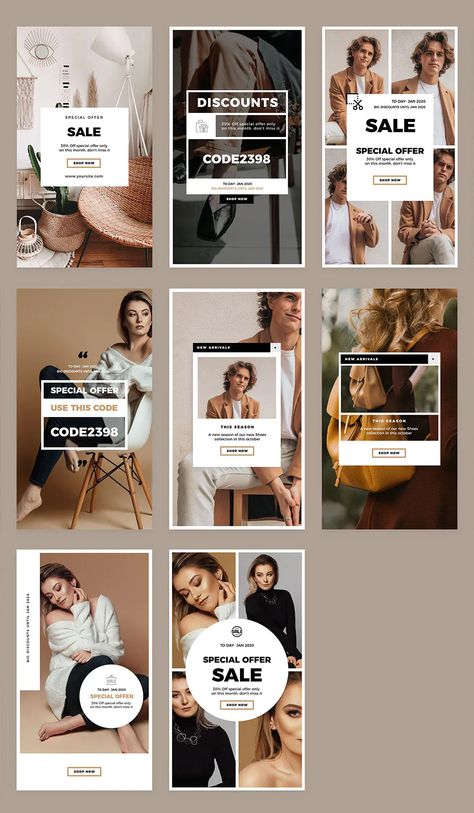 8 Promo Fashion Instagram Story Templates PSD Messages Instagram, Instagram Design Layout, Instagram Feed Layout, Discount Design, Instagram Advertising, Desain Editorial, About Instagram, Instagram Template Design, Simple Designs To Draw