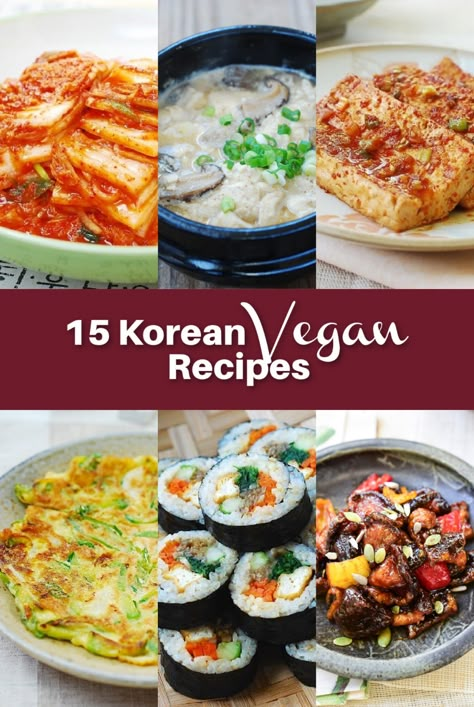 Korean Vegan Recipes, Korean Vegetarian Recipes, Vegan Korean Food, Korean Vegetarian, Koreansk Mad, Resep Vegan, Korean Vegan, Vegan Asian Recipes, Vegetarian Nutrition