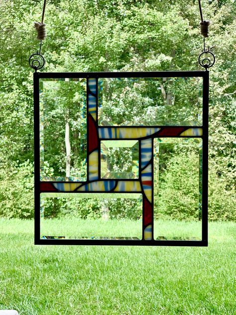 Stained Glass With Bevels, Stained Glass Bevel Clusters, Stained Glass Window Panel Horizontal, Modern Stained Glass Panels Transom Windows, Stained Glass Bevels, Amber Stained Glass Window Panels, Glass Suncatchers, Glass Diy, Glass Board