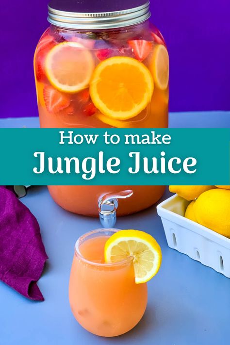 Easy Jungle Juice Recipe, Simple Jungle Juice Recipe, Best Jungle Juice Recipe, Easy Jungle Juice, Rum And Lemonade, Jungle Juice Recipe, Alcoholic Punch Recipes, Resep Smoothie, Alcoholic Punch