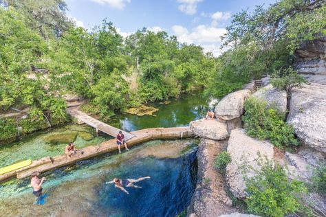 7 of the Best Swimming Holes in & Around Austin, TX | Austin Insider Blog Jacobs Well Texas, Texas Hikes, Texas Getaways, Pedernales Falls State Park, Austin Vacation, Jacobs Well, Wimberley Texas, Austin Travel, Texas Vacation