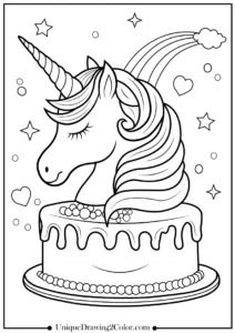 Unicorn Cake Coloring Pages - Free Printable Unicorn Coloring Pages Free Printable, Cake Coloring Pages, Unicorn Template, Cake Coloring, Sparkly Background, Rainbow Unicorn Cake, Unicorn Coloring, Unicorn Birthday Cake, Unicorn Cupcakes