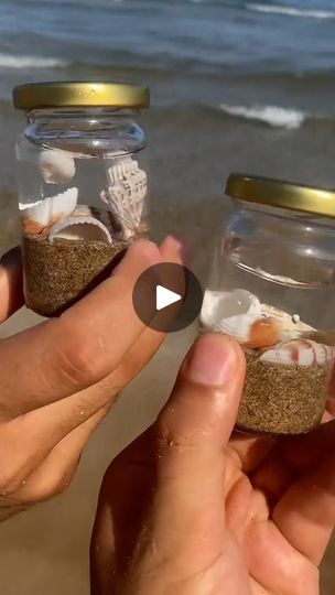 Things To Do With Mini Jars, Beach Jars Memory, Sand And Shells In A Jar Ideas Diy, Sand In Glass Ideas, Beach Jars Diy Ideas, Sand Bottle Ideas, Sand Jar, Beach In A Bottle, Crafts At The Beach