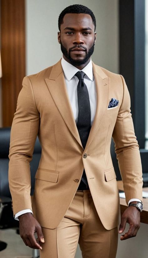 Black Man In Suit Classy, Suits For Dark Skinned Men, Men In Suits Classy, Dream Person, Best Wedding Suits For Men, Khaki Suits, Best Wedding Suits, Wedding Tux, Suit Combinations