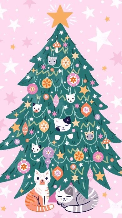 All Posts • Instagram Xmas Tree Illustration, Christmas Cat Illustration, Christmas Cat Wallpaper, Catmas Tree, Christmas Bulletin, Cute Cat Illustration, Christmas Wallpaper Backgrounds, Christmas Wallpapers, Cat Cuddle