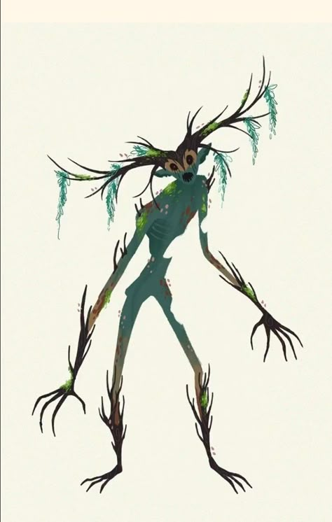 Tree Creature Concept Art, Flowers As Humans, Forest Shaman, Horror Fairy, Dryad Art, Swamp Magic, Plot Prompts, Tree Creature, Ulla Thynell