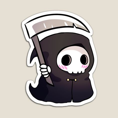 Cute Grim Reaper Drawing, Grimm Reaper Tattoo, Chibi Grim Reaper, Kawaii Grim Reaper, Grim Reaper Illustration, Cute Reaper, Reaper Illustration, Grim Reaper Cartoon, Skeleton Cartoon