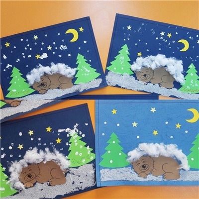 Hibernation Preschool Crafts, Hibernation Preschool Activities, Hibernation Crafts, Winter Animal Crafts, Winter Crafts Preschool, Kindergarten Art Projects, Winter Art Projects, Christmas Arts And Crafts, Winter Preschool