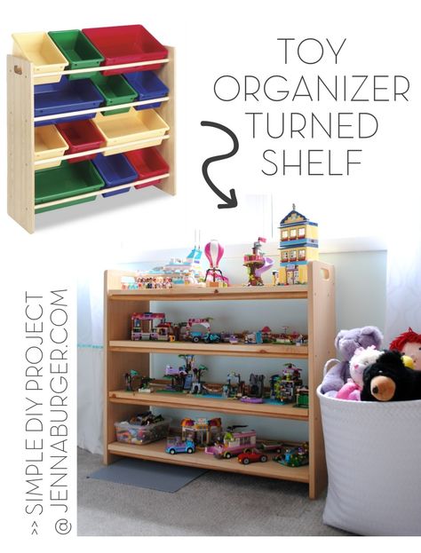 Toy Organizer turned Bookshelf: TIPS + unique EASY & STYLISH for how I organize my kids toys, www.jennaburger.com Toys Organization Ideas, Kids Shoe Organization, Upcycle Toys, Toy Organization Diy, Toy Bin Organizer, Toy Storage Bin, Toys Organization, Burger Design, Kids Organization