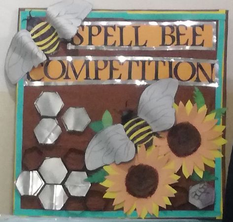 Soft board of spell bee competition Spell Bee Competition, Soft Board, School Board Decoration, Spelling Bee, Board Decoration, School Board, School Crafts, Bee, Quick Saves