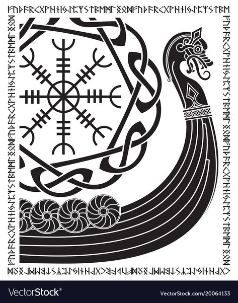 Nordic Symbols, Viking Pattern, Boat Vector, Vikings Tattoo, Scandinavian Pattern, Norse Runes, Dark Images, Viking Designs, The Vikings