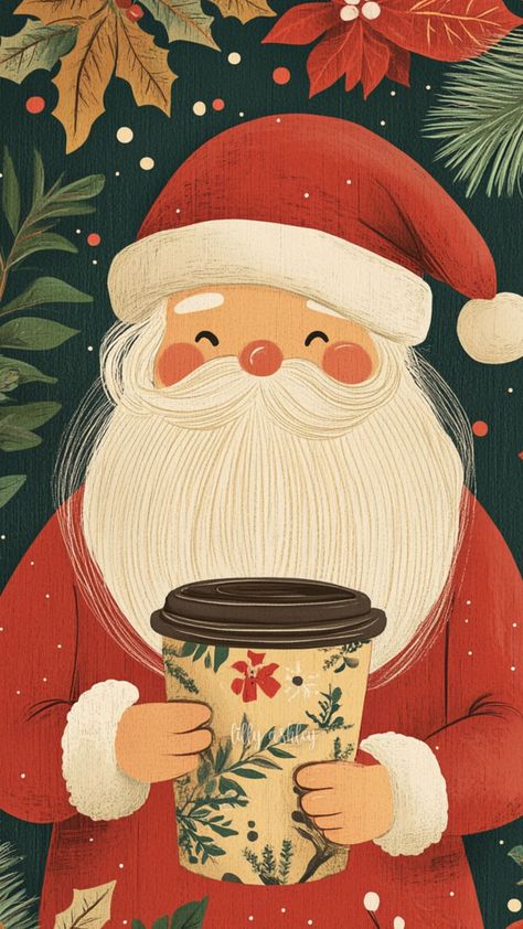 Get into the holiday spirit with our new Santa Latte collection of phone wallpapers! These adorable wallpapers feature jolly Santas holding their favorite cups of Christmas cheer—coffee! Perfect for adding a little festive charm to your phone screen, this collection is ideal for on-the-go inspiration throughout the season. Download free at lillyashleydesign.com! Follow on Pinterest for exclusive access to upcoming collections! Christmas Phone Backgrounds Cute, Christmas Phone Wallpapers, Christmas Phone Backgrounds, New Year Wallpaper, Christmas Phone Wallpaper, Married Christmas, Adorable Wallpapers, Jolly Santa, Christmas Coffee