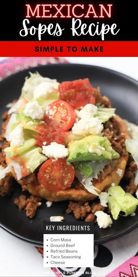 Sopes are a traditional Mexican dish that is basically a thick corn tortilla with all sorts of toppings. They're delicious, and pretty easy to make at home. This recipe will show you how to make them yourself. Enjoy! Sopes Mexican Ground Beef, Sopes Mexican, How To Make Sopes, Mexican Sopes, Sopes Recipe, Bean Salsa Recipe, Mexican Favorites, Canning Refried Beans, Latin Recipes