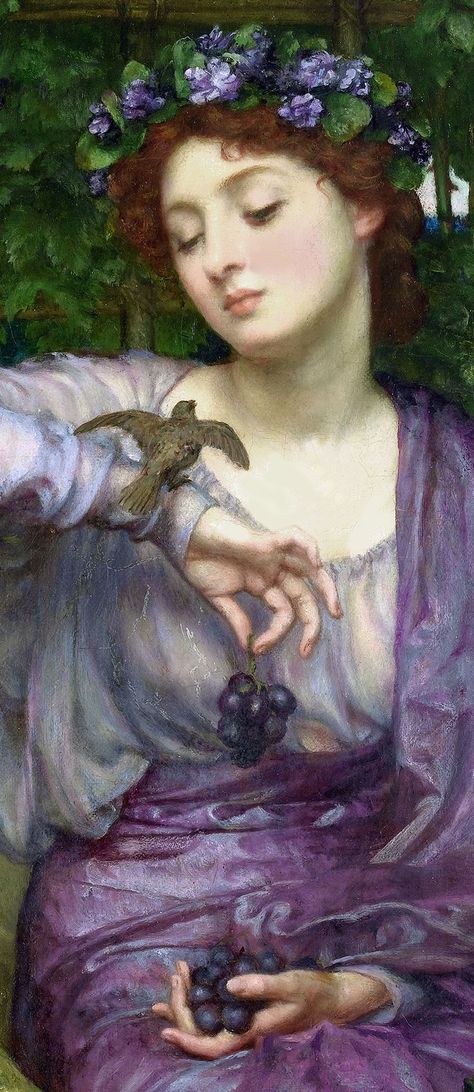 "Lesbia and Her Sparrow," [détail] 1907 -- by Sir Edward John Poynter (English… Edward John Poynter, Pre Raphaelite Paintings, Art Amour, Pre Raphaelite Art, Istoria Artei, Pink Victorian, Red Heads, Art Ancien, Pre Raphaelite