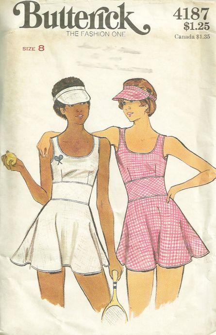 Vintage Clothes Patterns, 1970s Sewing Patterns, Tennis Rackets, Fashion Illustration Vintage, Vintage Dress Patterns, Butterick Pattern, Butterick Sewing Pattern, Vogue Patterns, Sewing Design