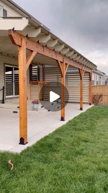 Pergola Built Off House, Backyard With Covered Patio, L Shaped Covered Patio Ideas, Pergola Next To House, Simple Covered Patio Ideas, How To Build A Covered Patio, Backyard Patio Covers Ideas, Pergola Alternatives, Backyard Patio Designs Pergola