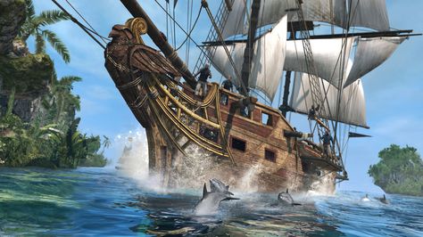 Assassin’s Creed IV: Black Flag  Screen Dolphin Hd, Edward Kenway, Assassin's Creed Black, Assassins Creed 4, Assassins Creed Black Flag, Assassins Creed Series, Assassins Creed Game, Jackdaw, Free Desktop Wallpaper