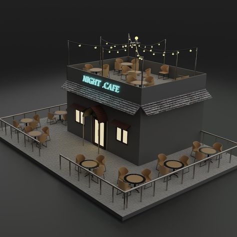 3d Restaurant, Restaurant Exterior Design, Restaurant Exterior, Model Design, Cafe Design, Drawing Challenge, Design Reference, Design Model, Building Design