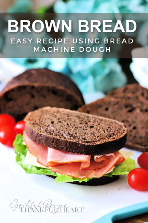 Dark Rye Bread Recipe Machine, Bread Machine Pumpernickel Bread Recipe, One Pound Bread Machine Recipes, Molasses Bread Machine Recipes, Dark Brown Bread, Bread Machine Brown Bread, Bread Machine Pumpernickel Bread, Brown Bread Recipes For Bread Machine, Brown Bread Sandwich Recipes