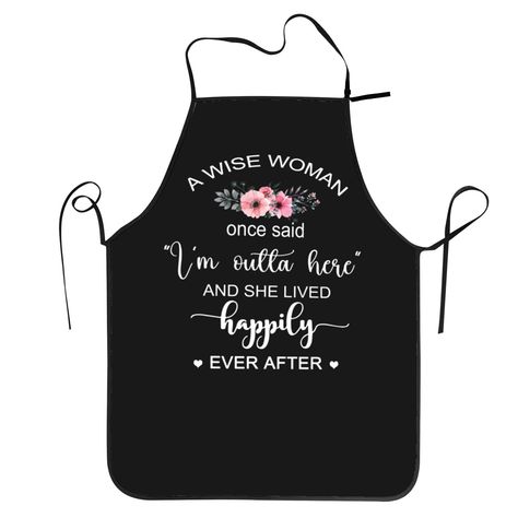 PRICES MAY VARY. Happy Retirement Decorations: Retired apron for women perfect for newly or soon-to-be retired women for retirement party, happy retirement, farewell gift, leaving gift, goodbye gift, retirement luncheon, retirement gathering. Apron quotes:A Wise Woman Once Said I’m Outta Here And She Lived Happily Ever After. Premium Material: Our dad cooking aprons are made from 100% polyester fiber, durable fabric and comfortable to wear. Free Size Fit Most: 58cm/23inch*72cm/28.3inch(width x h Apron Quotes, Happy Retirement Decorations, Gathering Apron, Retirement Decorations, Branded Aprons, Cooking Aprons, Goodbye Gifts, Wise Woman, Retirement Gifts For Women